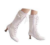Women's Ankle Boots UK Winter Victorian Steampunk Lace-Up Warm Comfortable for Daily Wear & Cosplay, Leather Suede Mix, Pointed Toe, Kitten Heel, Vintage Inspired Fashion Booties with Secure Lacing