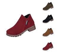 Women's Ankle Boots Walking Shoes for Women Wide Fit Suede Pointed Toe Ankle Boots With Side Zipper Comfy Casual Shoes Non Slip Shoes Ladies Lightweight Cowboy Boots for Walking Hiking