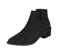 Womens Ankle Boots Wide Fit Chelsea Boots for Women 2025 Autumn Winter Ladies Pointed Toe Suede Short Booties Solid Color Peplum Chunky Heel Not Tired Walking Shoes Black