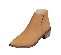 Womens Ankle Boots Wide Fit Chelsea Boots for Women 2025 Autumn Winter Ladies Pointed Toe Suede Short Booties Solid Color Peplum Chunky Heel Not Tired Walking Shoes Brown