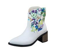 Womens Ankle Boots Winter Ankle Boots for Women UK Waterproof Pointed Toe Short Booties Women's Fall/Winter Heel Two Tone Booties Size 3-8 (Beige, 5.5)