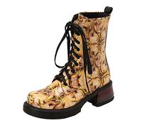 Women's Ankle Boots Winter Fashion Cool Foreign Trade Comfortable Round Toe Square Heel, yellow, 5 UK