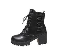 Women's Ankle Boots with Heel 8 Women's Black Foreign Trade Plus Size Thick High Heel Boots for Women Girls 28, black, 4 UK