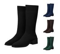 Women's Ankle Boots with Heel, Half Boots, Stretch Knitted Winter Boots | Elegant lace toe women's boots, comfortable slip-on boots, lightweight breathable transition boots for everyday office