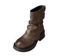 Women's Ankle Boots with Heel Lacing Ankle Boots Women's Winter Lined Platform Snow Boots Non-Slip Winter Shoes High Top Trekking Shoes Lightweight Women's Boots for Work, brown, 7 UK