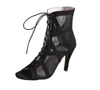 Women's Ankle Boots with Heel Lacing - Sexy High Heels Sandals Women's Sandals Stiletto Heel Pumps Mesh Ankle Shoes Fish Mouth Strappy Sandals Peep Toe Open Toe Evening Shoes, Black (black 4), 2/2.5