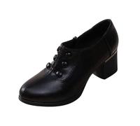 Women's Ankle Boots with Heel Leather, High Heels Women's Black Closed with Block Heel Short Shaft Ankle Boots Leather Boots Short Boots Side Zip Chelsea Boots High Heels, black, 6 UK
