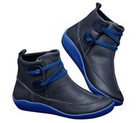 Women's Ankle Boots Without Heel Cowboy Boots Vintage Hiking Boots | Elegant lined leather ankle boots zip western boots short boots water-repellent casual shoes