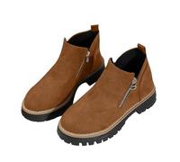 Women's Ankle Boots Womens Chelsea Boots Wide Fit Heel Shoes for Women Booties with Ties Spring/Autumn New Short Shoes Suede Side Zipper Sleeve Short Ankle Unisex (Brown,5)