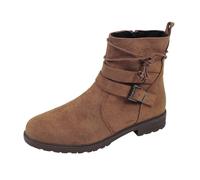 Women'S Ankle Boots Zipper Classic-Fit Suede Shoe Adjustable Buckle Winter Boot Rugged Outdoor Adventure Ankle Booties Sloid Color Short Boot Office Work And Commute Shoe