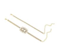 Womens Ankle Bracelet Gold, 2PCS Set Tennis Chain with Hollow Flower Cubic Zirconia Anklet Bracelets for Women, Length: 20.7+10CM