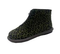 Women's Ankle Combat Boots Fashion Lace-up Winter Warm Booties Leopard Winter Zip Boots Outdoor Ladies Booties