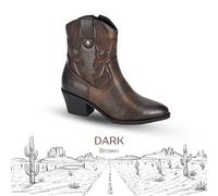 Cipriata L717 BERTILLA Inside Zip Western Cowgirl Ankle Boot (Dark Brown Burnished PU, UK Footwear Size System, Adult, Women, Numeric, Medium, 7)