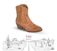 Cipriata L717 BERTILLA Inside Zip Western Cowgirl Ankle Boot (Tan Microfibre, UK Footwear Size System, Adult, Women, Numeric, Medium, 5)