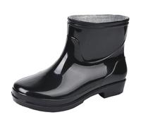 Women's Ankle Rain Boots Short Pure Colour Waterproof Wellies - Lightweight Garden Shoes For Dog Walking, Commuting & Outdoor Activities - Non-Slip Footwear Size 5-6.5 (Black,6.5)