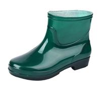 Women's Ankle Rain Boots Short Pure Colour Waterproof Wellies - Lightweight Garden Shoes For Dog Walking, Commuting & Outdoor Activities - Non-Slip Footwear Size 5-6.5 (Green,4.5)