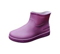 Women's Ankle Rain Boots Waterproof Anti-Slip Outdoor Wellies - Lightweight Garden Shoes for Walking Dog, Farming, Comfortable Short Wellington Boots for Wet Weather (Purple,5.5)