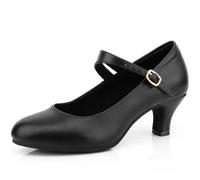 Women's Ankle Strap Heels Character Shoes Wedding Ballroom Latin Dance Pumps, Black, 4.5 UK