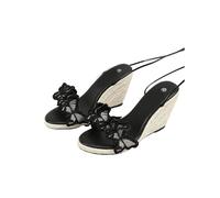 Women's Ankle Strap Platform Wedge Sandals - Comfortable Walking Shoes for Vacation Wedding Party - 8.5cm/3.35 Heel,Black,2.5 UK