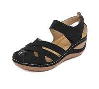 Womens Ankle Strap Wedges Wide Fit Wedge Sandals Baotou Shoes Non Large Size Sandals Women's Shoes Car Suture Wear Ankle Strap Blue Womens Sandles Size 6 (Black, 5.5)