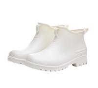 Womens Ankle Wellies Waterproof Ankle Boots Women Mens Casual Dress Shoes Size 14 Men Women Rain Slip Casual Shoes Short On Boots Water Outdoor Fashion Men's Wooden Court (White,7)