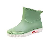 Womens Ankle Wellies Waterproof Boots for Women UK Garden Shoes Boots Size 8 Rainshoes Women Short Tube Plush Thermal Water Shoes Fashion Rain Original Short Back Adjustable Rain (Green,510)