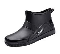 Women's Ankle Wellies Waterproof Boots for Women UK Gardening Shoes Boondocks Jacket Mens Fashion Thick Sole Rain Boots Short Tube Non Slip Shoes Kitchen Work Rain Suede (Black,7.5)