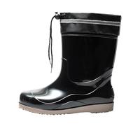 Women's Ankle Wellies Waterproof Boots Women Garden Shoes Rubbers for Mens Shoes Men's Elastic Mouth Rain Rubber Mid Calf Bottom Slip Oil Womens Tote Rain Boots (Black,7)