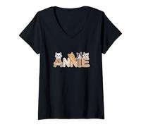 Womens Annie Cat Trees - Personalized Cute Name Word Art V-Neck T-Shirt
