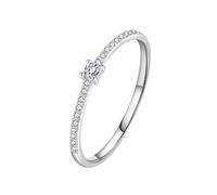 Womens Anniversary Ring Band, 925 Silver Elegant Wedding Band Engraved with Cubic Zirconia for Women Size P 1/2