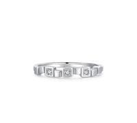 Women's Anniversary Rings, Cute Engagement Rings Quadrilateral Silver with Round Shape Lab Created Diamond 9K White Gold Size M 1/2