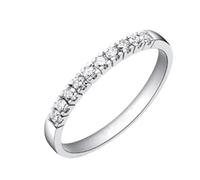 Women's Anniversary Rings, Cute Engagement Rings Silver with 0.2Ct Diamond 9K White Gold Size Q 1/2
