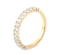 Women's Anniversary Rings, Pre Engagement Ring with 4 Prong Oval Shape Moissanite 9K Yellow Gold Size H 1/2