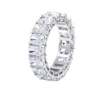 Women's Anniversary Rings, Ring for Women Love 18K White Gold with 0.3ct Radiant Shape Moissanite Size S 1/2