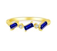 Womens Anniversary Wedding Band, 925 Silver Delicate Wedding Band with Cubic Zirconia Gold Plated for Women Size N 1/2