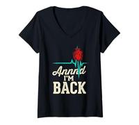 Women's Annnd Im Back Open Heart Surgery Survivor EKG V-Neck T-Shirt