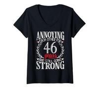 Womens Annoying Each Other for 46 Years - 46th Wedding Anniversary V-Neck T-Shirt