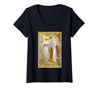 Women's Annunciation Blessed Mother Mary St Gabriel Luke Catholic V-Neck T-Shirt
