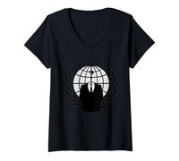 Womens Anonymous Global T-Shirt We are Legion Hacking PC Shirt V-Neck T-Shirt