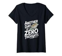 Women's Another Day of Zero Thoughts Lizard Humor V-Neck T-Shirt