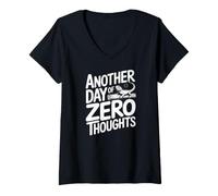 Women's Another Day of Zero Thoughts Lizard Humor V-Neck T-Shirt