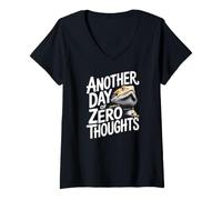 Women's Another Day of Zero Thoughts Lizard Humor V-Neck T-Shirt