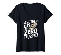 Women's Another Day of Zero Thoughts Lizard Humor V-Neck T-Shirt