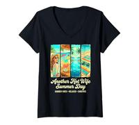Women's Another Hot Wife Summer Day Beach Cocktail V-Neck T-Shirt