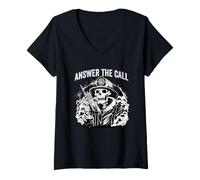Women's Answer The Call Firefighter Gift Fire Dept Volunteer Fireman V-Neck T-Shirt