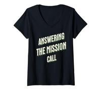 Womens Answering The Mission Call Serve in Honor Statement V-Neck T-Shirt