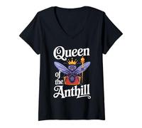 Women's Ant Keeping Queen of The Anthill V-Neck T-Shirt