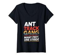 Womens Ant Track Gang Many Feet One Stride Crawl Teamwork V-Neck T-Shirt