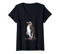 Womens Antarctic Penguin Standing Wildlife Bird Lover V-Neck T-Shirt