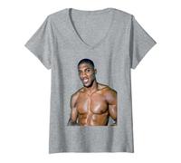 Women's Anthony Joshua Heavyweight Boxer Portrait By Dick Barnatt V-Neck T-Shirt
